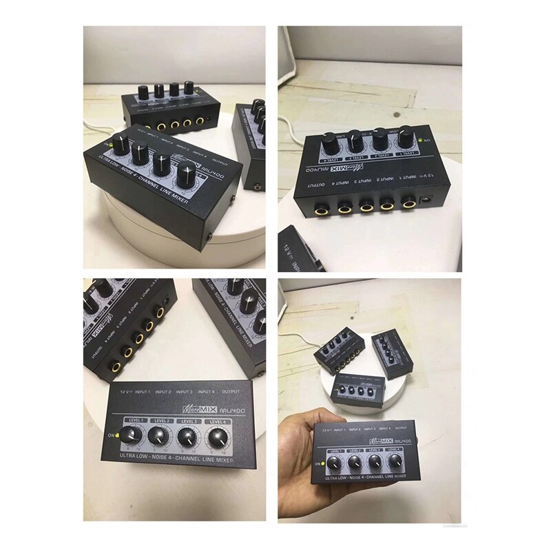 MU400-Mezclador de 4 canales o Mini mezclador de señal para 6,5mm o Cable (Enchufe europeo)