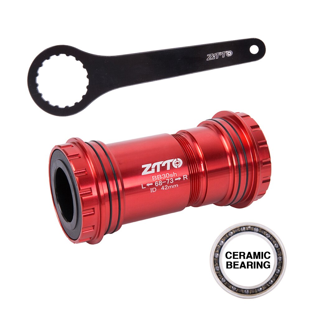 ZTTO BB30sh Bottom Brackets CERAMIC BB30 24mm Adapter Bicycle Press Fit Axle for MTB Road Bike Parts Dual Silicone Seal BB30sh: BB30shC Red and tool