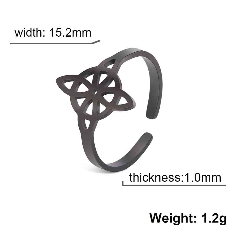 Skyrim-Anillo de nudo de bruja de acero inoxidable para mujer, anillos abiertos ajustables para dedo, amuleto de brujería, joyería de protección, al por mayor: Dark Brown