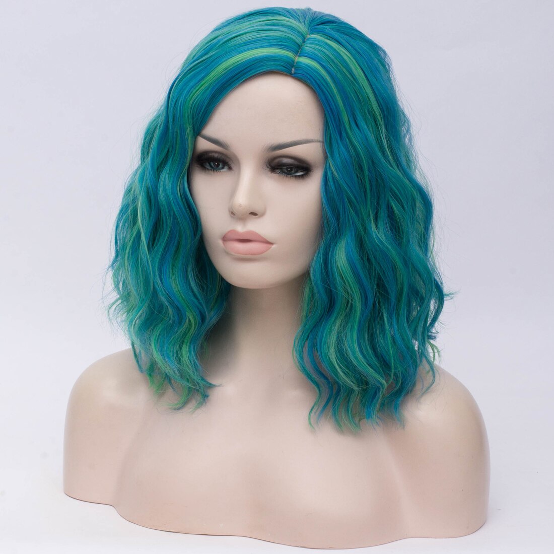 Similler cheveux synthétiques perruques courtes partie moyenne Ombre Cosplay perruque pour les femmes vert violet Miexd couleur mettre en évidence 6 Colros disponibles