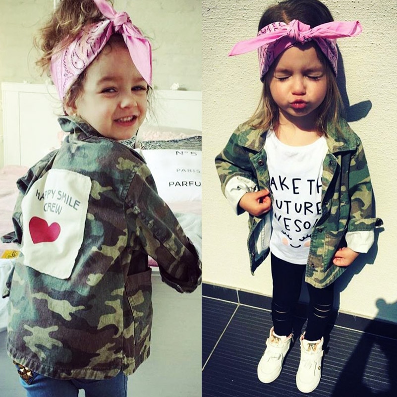 Children's Windbreaker Outerwear Baby Girls Boys Jacket Cardigan Spring Autumn Camouflage Coats Army