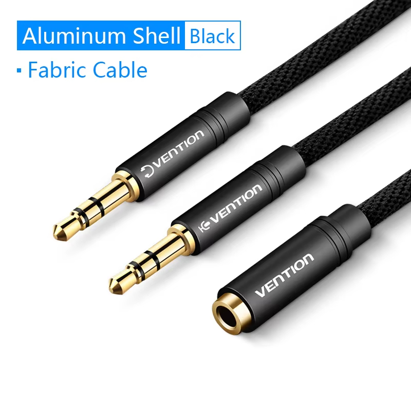 Vention Audio Splitter Cable Jack de 3,5mm para computadora 1 hembra a 2 macho auricular micrófono Audio Y Cable divisor auriculares a adaptador de PC: Blanco / 1,5 m