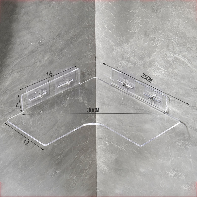 Estantería flotante de esquina de acrílico para baño, estantería protectora para artículos de cosmética, estante de almacenamiento transparente para colgar en la pared de la cocina: Bronce