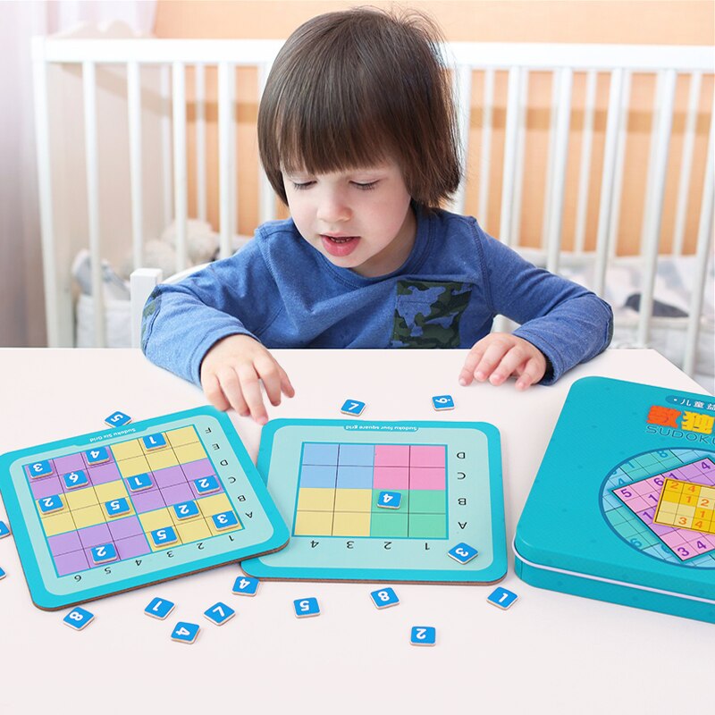 Jeu Sudoku magnétique 4 en 1, boîte en fer emballée, jouet d&#39;apprentissage arithmétique pour enfants, fournitures scolaires à domicile, Puzzle 3d éducatif, pour bébé