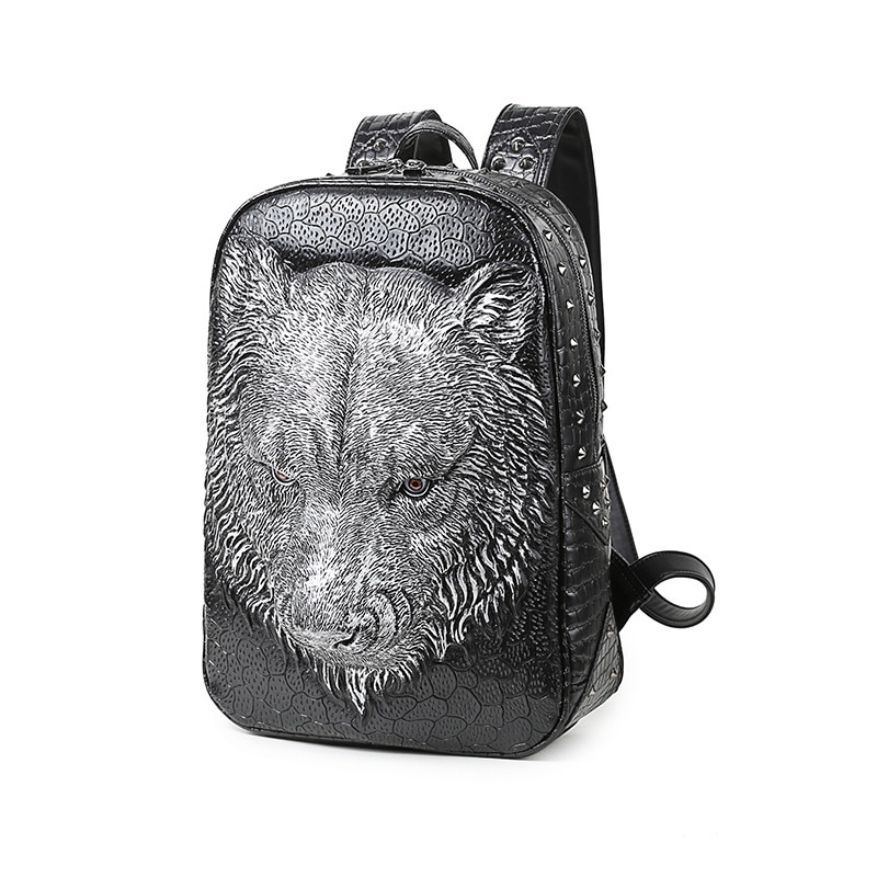 DIOMO cool women backpack shoulder bags 3D tiger backpack for teenage girls pu leather backpack laptop school bags