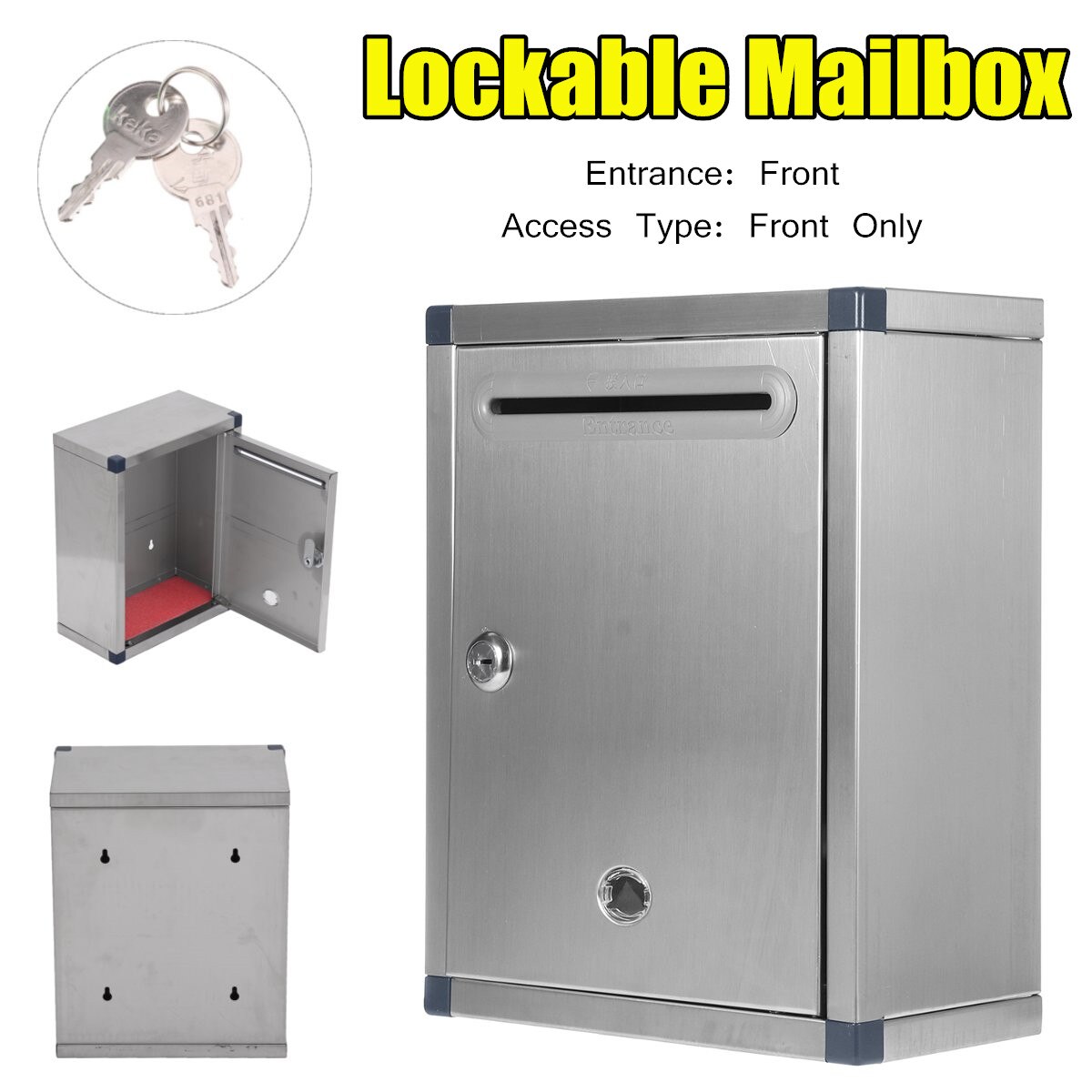 Mailbox Outdoor Security Locking Mailbox Letter Box Suggestion Box Newspaper Mail Letter Post Aluminum Alloy Home Garden Decor