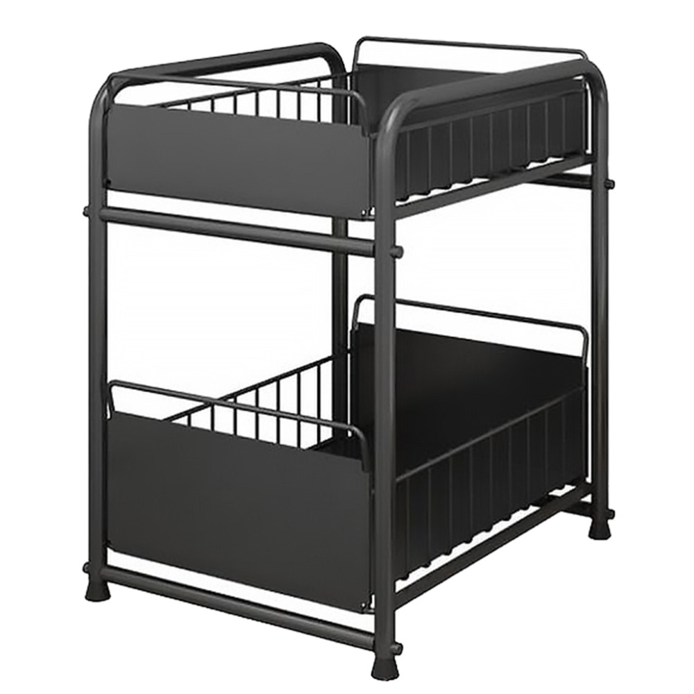 Kitchen Under Sink Organizer and Storage Under Sink Cabinet Storage Rack (Black)