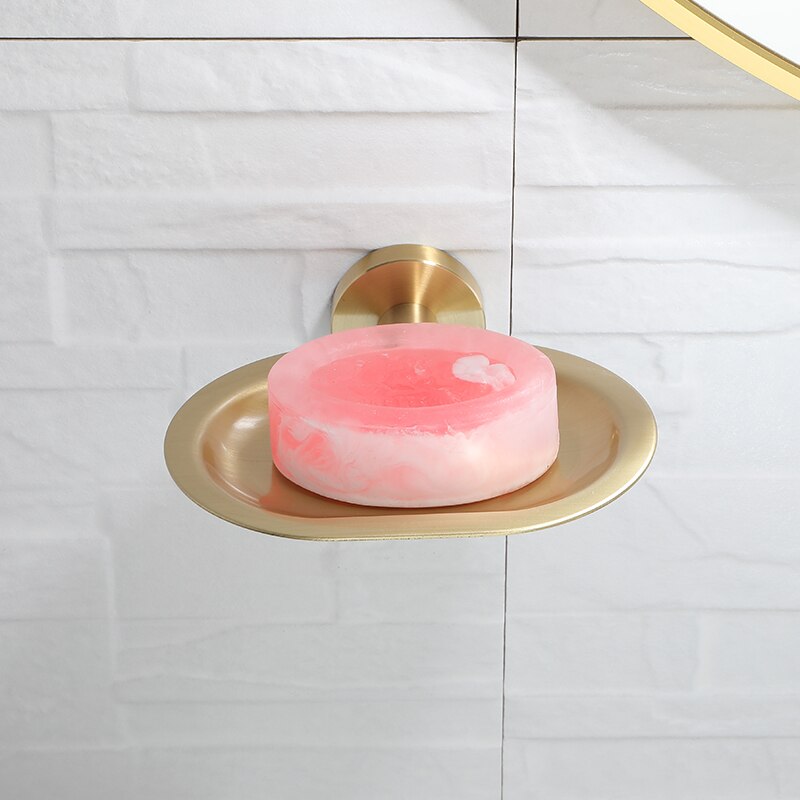 Bathroom Hardware Set Brushed Gold Toilet Brush Holder Robe Hook Paper Holder Soap Dish Holder Wall Mount Bathroom Accessories: Soap Dish