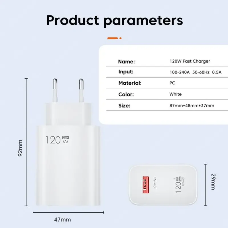 Xiaomi 120W Super Fast Charger 6A Cable USB 5.0 Type-C USB Turbo Charging Cable 120W MAX Fast Charging EU/US/UK iPhone Android