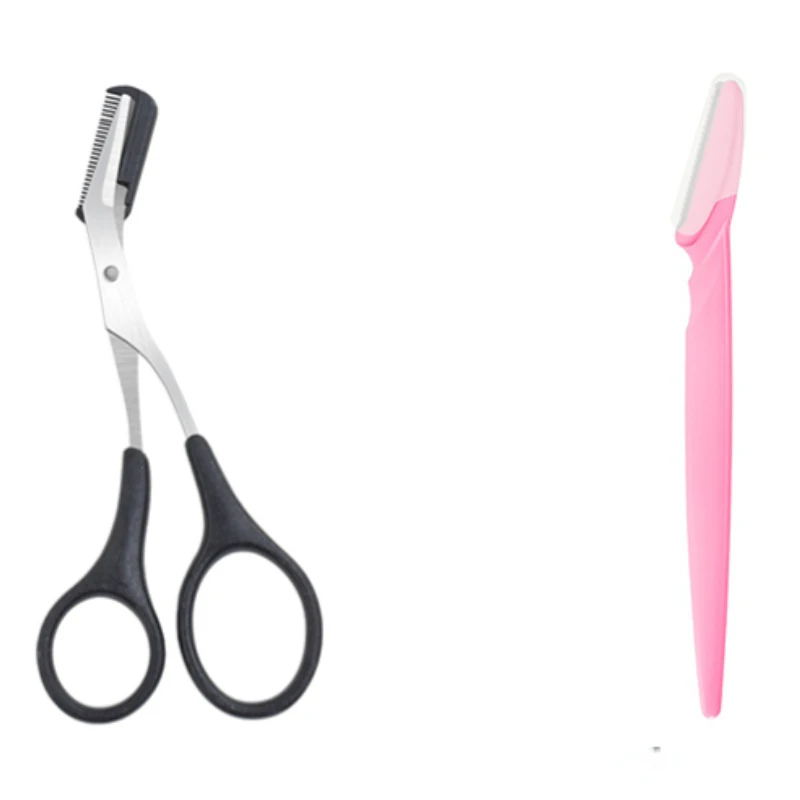 Eyebrow Trimmer Scissor Beauty Products for Women Eyebrow Scissors with Comb Stainless Steel Makeup Tools Beauty Scissors: Brushed Chrome