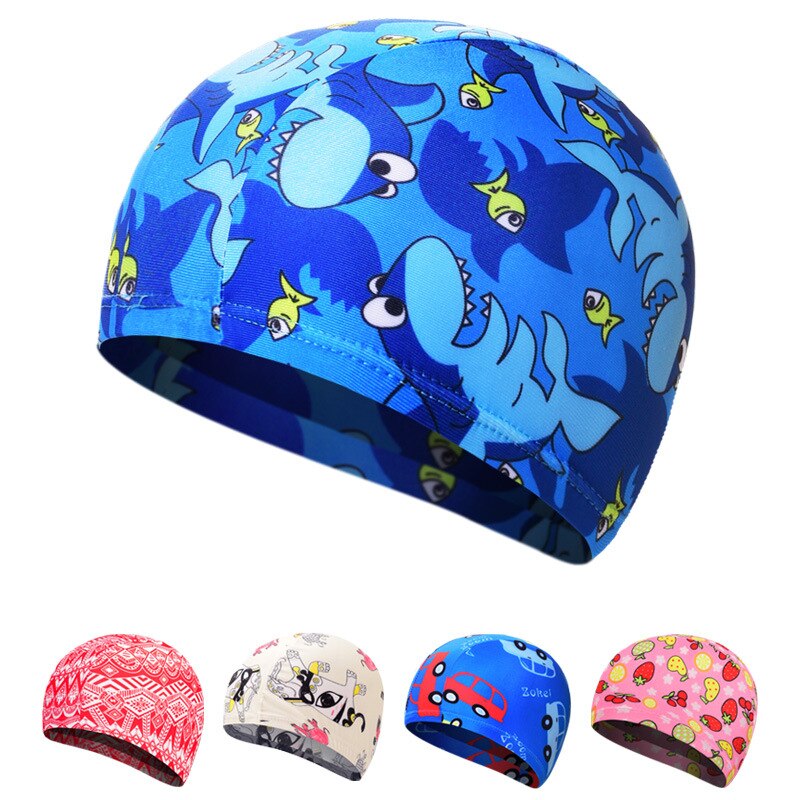 Gorro impermeable para natación para niños y bebés, gorros elásticos con estampado de dibujos animados, para deportes en la piscina, para niños de 3 a 9 años