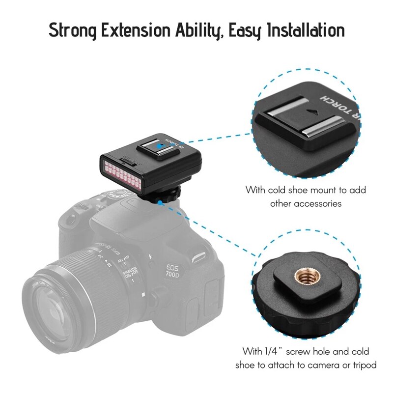 AM05-ORDRO LN-3 Studio IR LED Light USB Rechargeable Infrared Night Vision Infrared Illuminator for DSLR Camera Photography Ligh