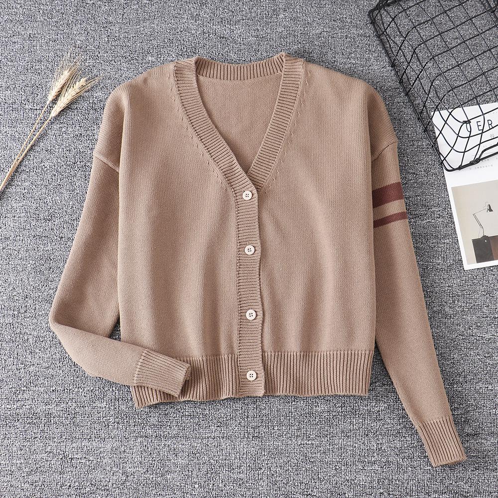 Sl efterår kvinders sweater strikvarer rød blød søster dejlige søde tegneserie japansk korea jk teenagere piger søde sweater cardigans: Khaki / M