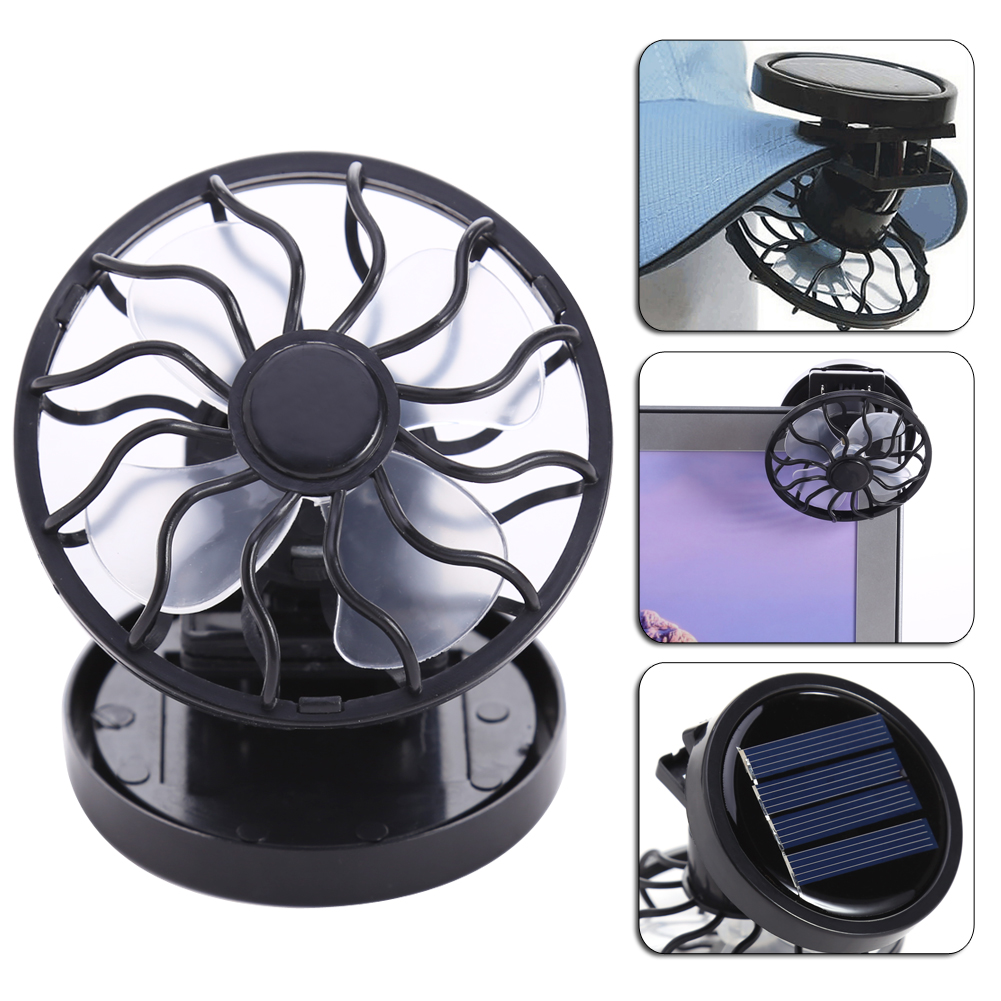Koelventilator op zonne-energie Clip-On Mini-zonneventilator Strand buitenshuis Koelventilator Clip-on ventilator Huishoudelijke apparaten