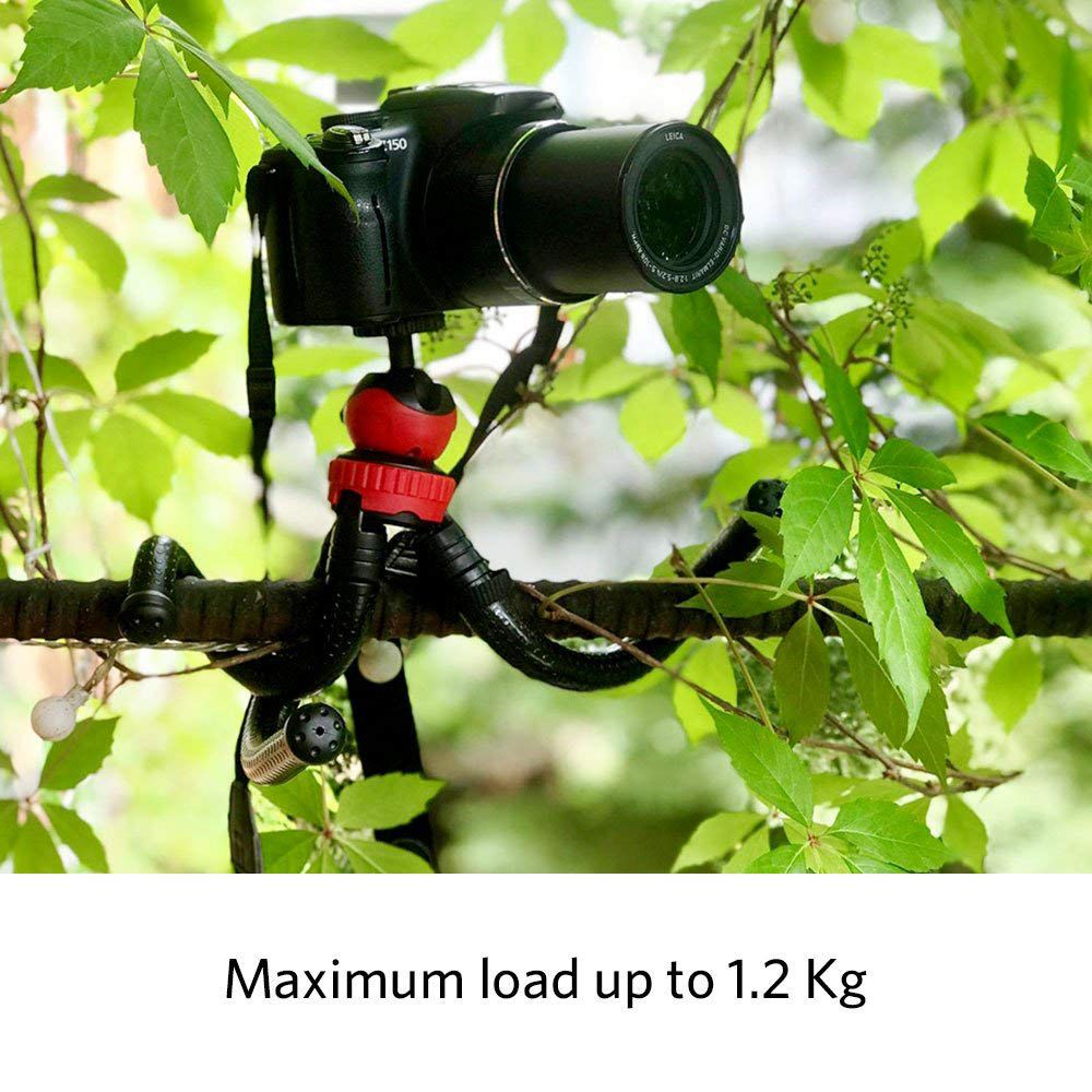 Flexibelt stativ för kameror och mobiltelefoner, med fjärrkontroll för smartphone, kompatibel med iphone, android-telefoner, dslr och ot
