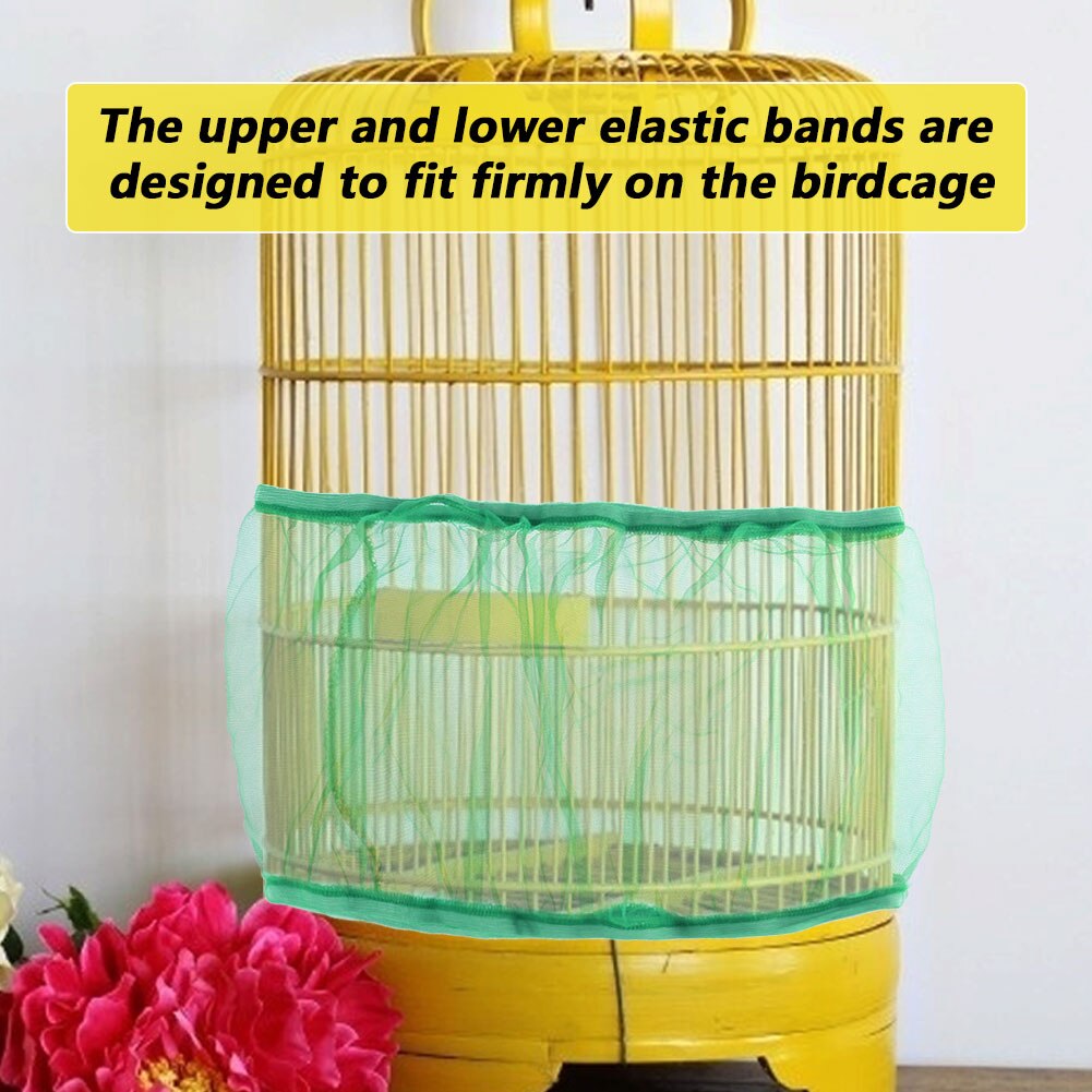 Mesh Bird Cage Cover Nylon Dustproof Parrot Birdcage Net Pet Accessories Fabric Mesh Bird Cage Cover Seed Catcher Guard