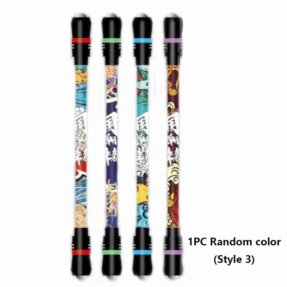 1PC Spinnen Kuli Kreative Gelegentliche Blitz Rotierenden Spielen Gel Stifte Schüler Spielzeug Freisetzung Druck Komfortable Penspinning Stift: E-1PC zufällig c