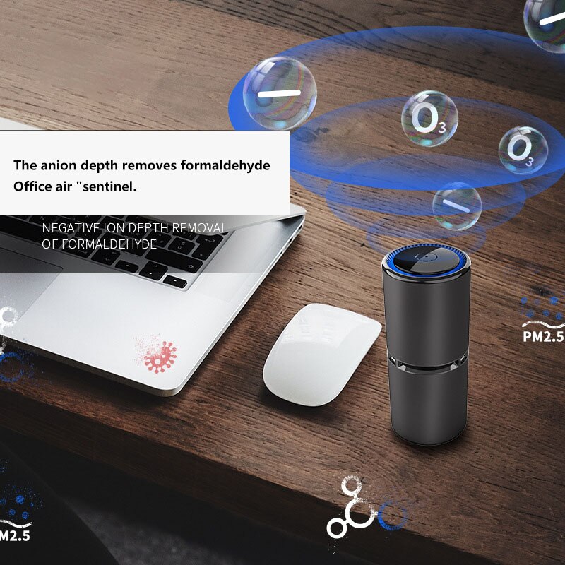Car Portable 5V Mini Aluminum alloy Air Purifier USB Cable And Battery Dual Power Negative Ion Generator Negative Ion Generator
