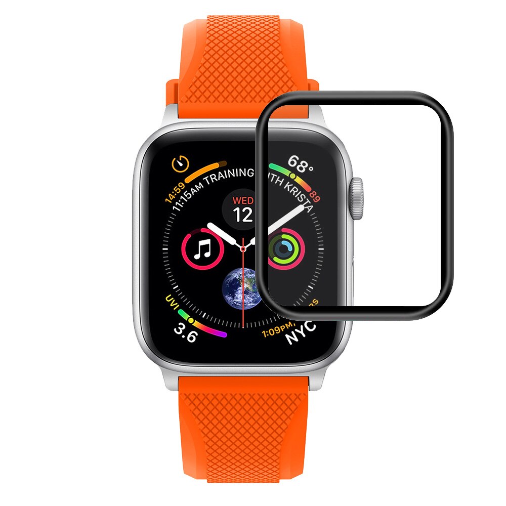 Apple watch 44mm serie 4 skærmbeskytter til apple watch serie 4 44mm 40mm 42mm 38mm watch glas beskyttende film beskyttelse: Sort kant hærdet / 44mm