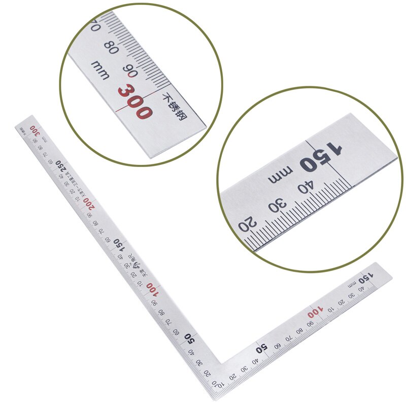 Stainless Steel 15x30cm 90 Degree Angle Metric Try Mitre Square Ruler Scale 6XDD