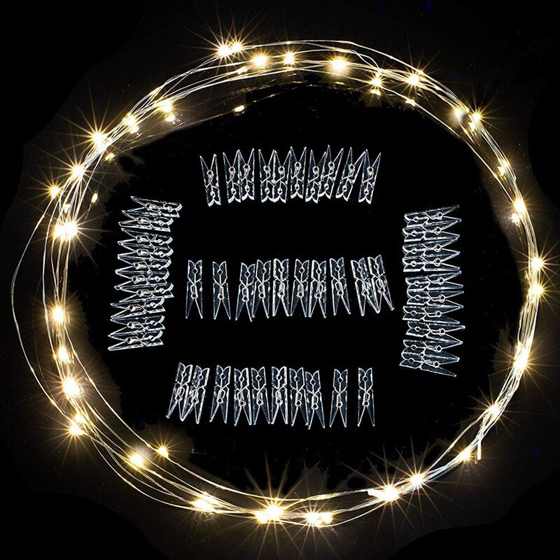 Photo Clip String Lights Battery Powered Room Decoration Fairy String Lights for Hanging Pictures Cards Party Christmas Decor