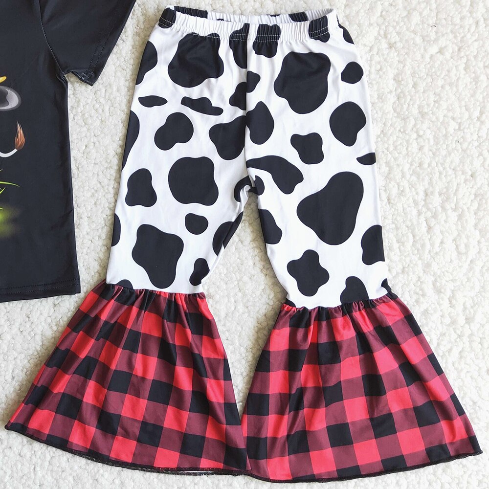 Girls Clothing Outfit Kids Clothes Sets Little Girls Summer Clothing Milk Silk Boutique Bell Bottom Outfits