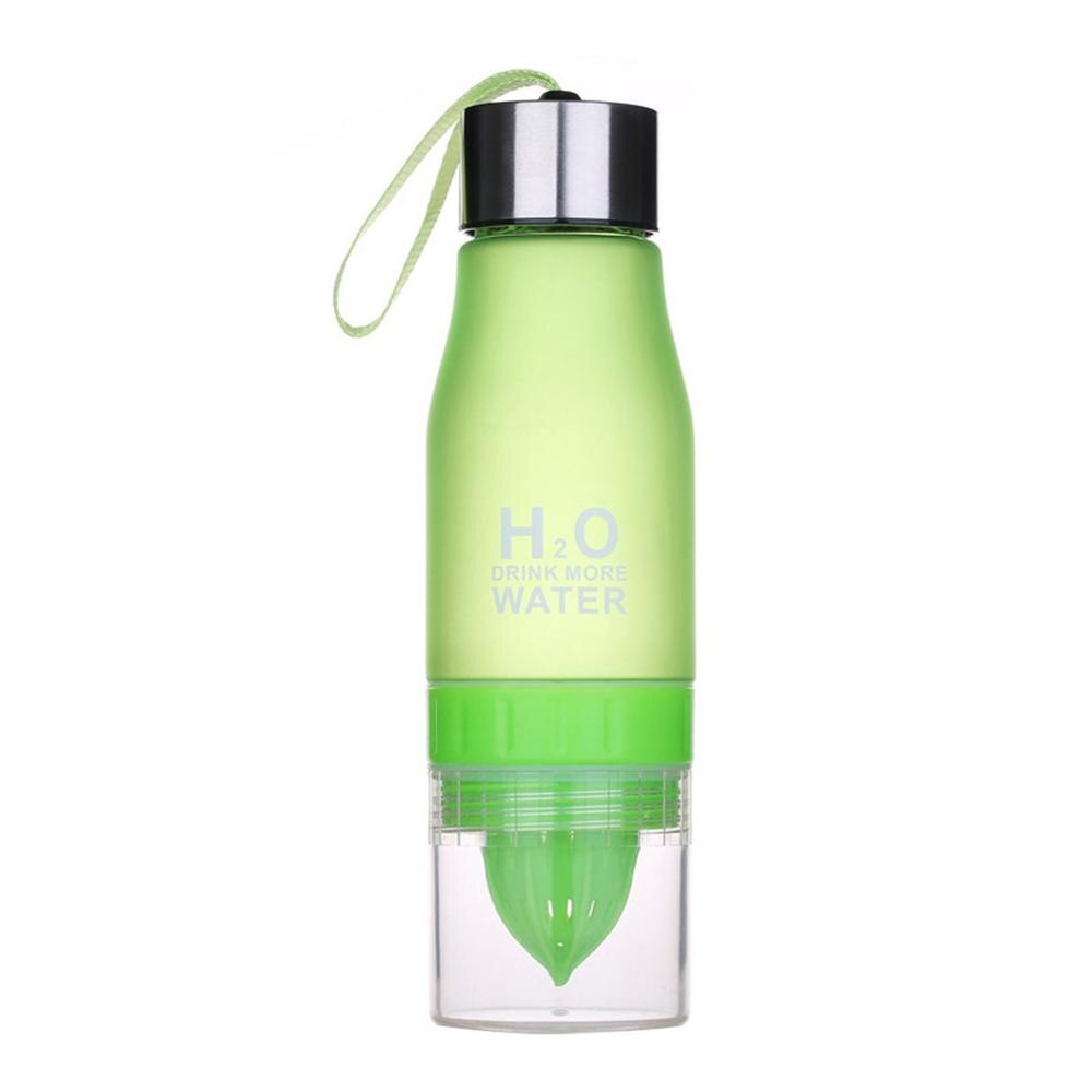 Lemon Juice Infuser Water Bottle 650ml Plastic Portable Casual Fruits Juice Cup For Water Sport Drinking Bottles Color: green