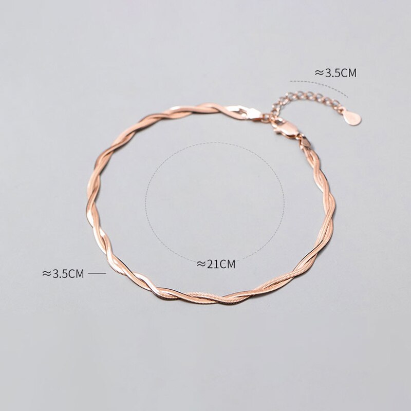 MIQIAO Double-layer Snake Chain Anklet For Women 925 Sterling Silver Foot Jewelry Rose Gold Color Ornament Platform