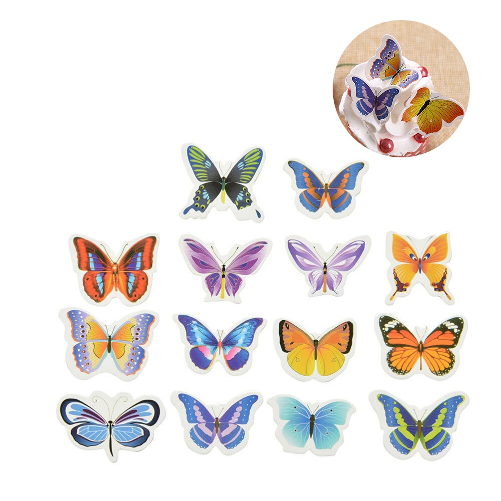 50 Uds. De mariposas para decoración de tartas, copos de arroz para cumpleaños y bodas