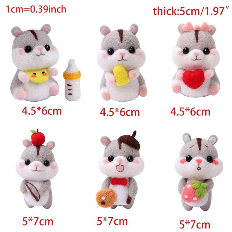 Cute Animal Hamster Wool Felt Doll Craft Handmade DIY Unfinished Poked Material