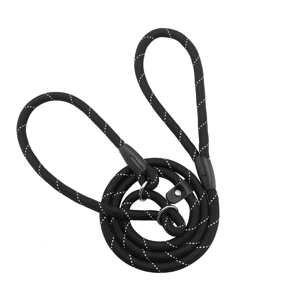 Reflecterende nylon hondenriem nachtveiligheidstrekkoord met hondenriem kleine en middelgrote grote hondenuitlaatbenodigdheden tractie: Zwart
