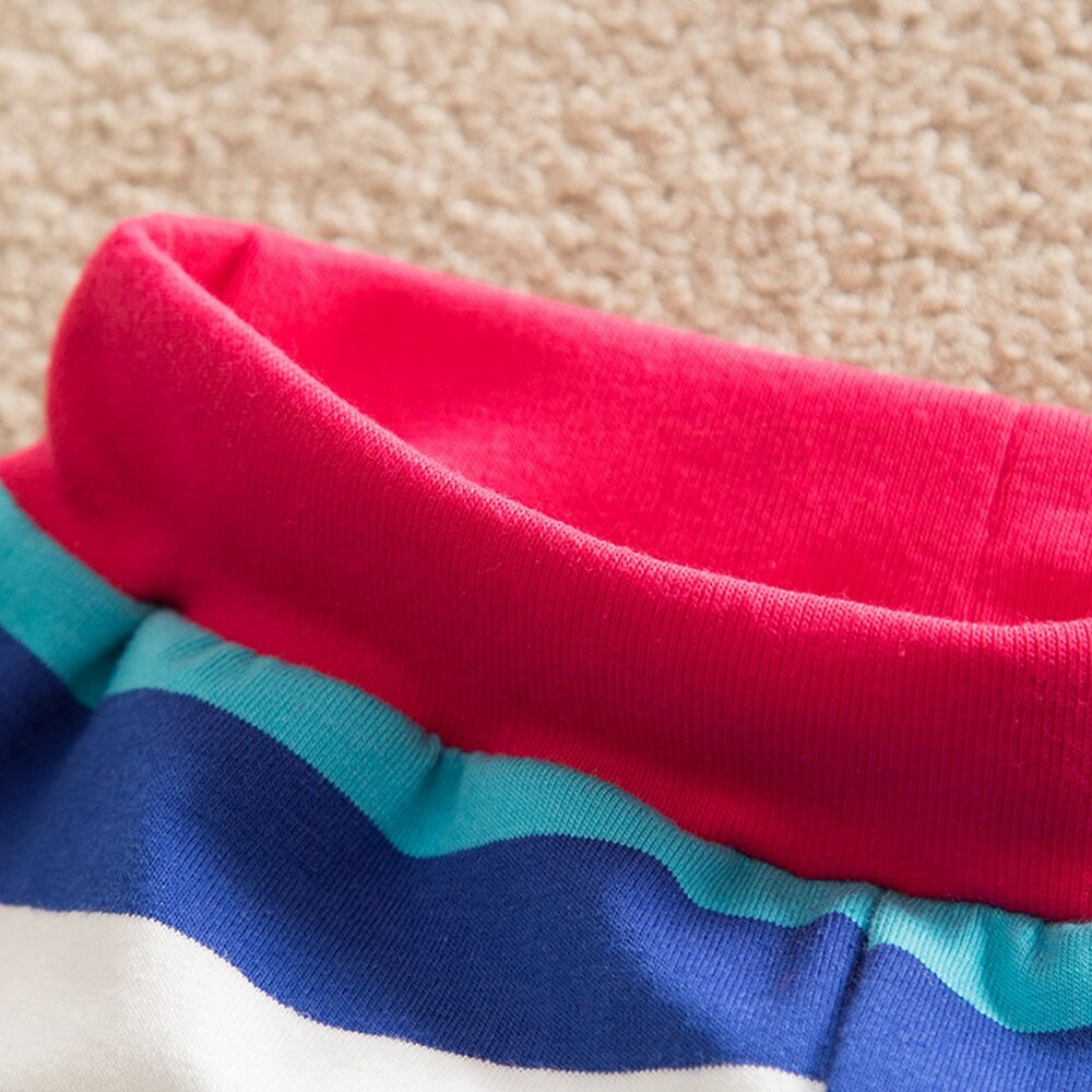 JUXINSU Meisjes Regenboog Streep Leggings Katoen Bloem Lange Lente Zomer Broek voor 1-8 Jaar