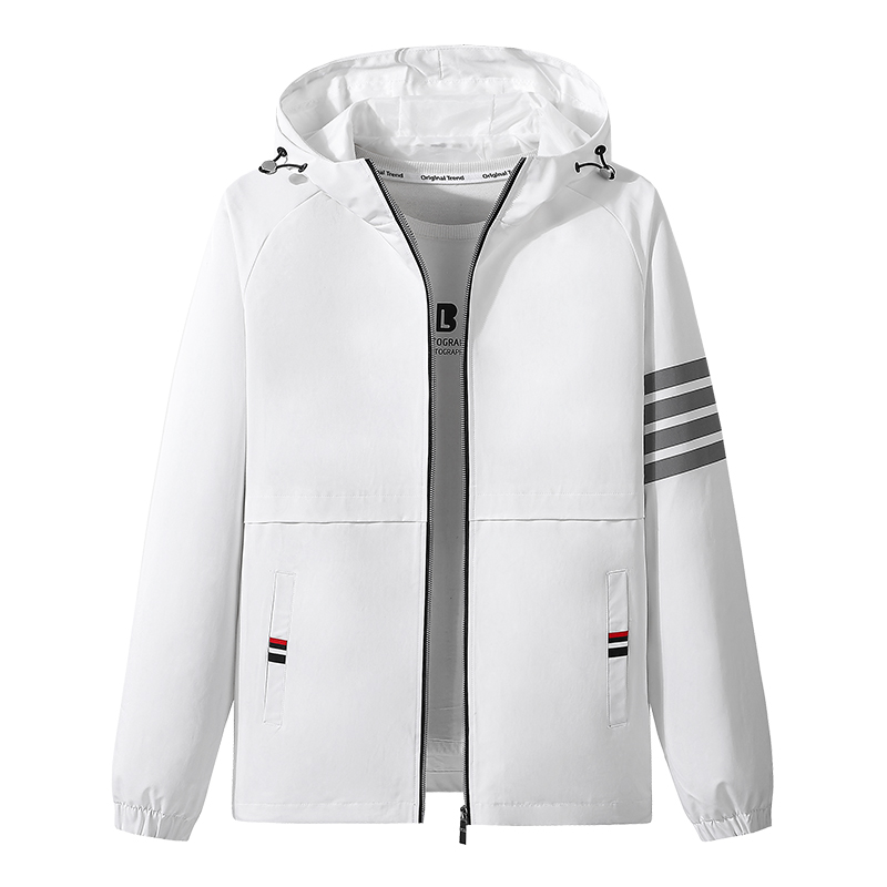 Lente Outdoor Jas Waterdicht Dunne Trekking Jas Herfst Uitloper Windjack Rits Kapmantel Slanke Jas Heren Jassen: WHITE / M