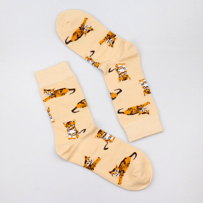 Animal Men Women Unisex Socks Pug Sausage Dog Short Socks Shiba Inu Socks Loafer Beagle Modeager Silky Teckel Crew Buldog socks: tiger socks beige