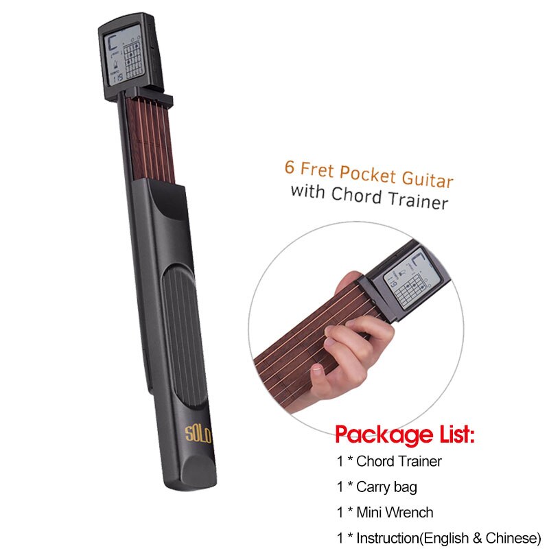 SOLO Portable Guitar Chord Trainer Pocket-Guitar Practice Tools LCD Musical Stringed Instrument Chord Trainer Tools for Beginner: 6 String 6 Fret 1