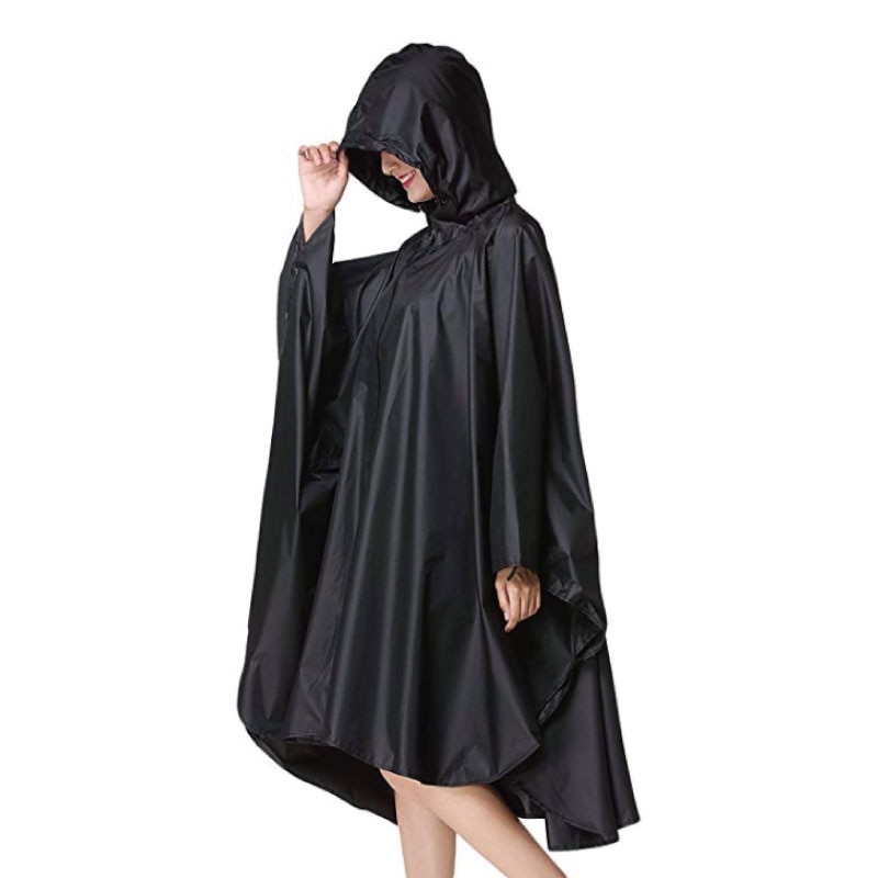 Black trench Coat Style Hooded Women men unisex Raincoat Outdoor Rain Poncho Waterproof Rain Coat 3 Colors Rainwear