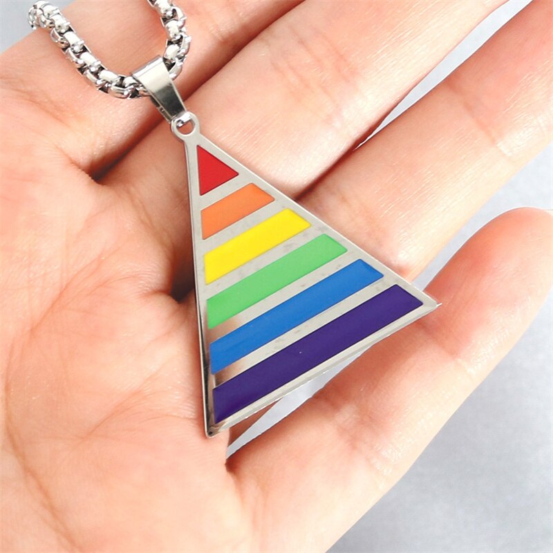 Regenboog Gay Pride Lgbt Rvs Driehoek Ketting Vrouwen Vriendschap Kettingen Mannen Hanger Sieraden