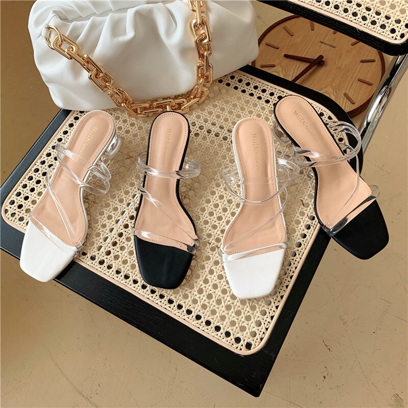 Doorzichtige slangenbezweerde open teen sandalen dames spikes effen hoge hakken slippers vierkante neus gladiator sandalen vrouw