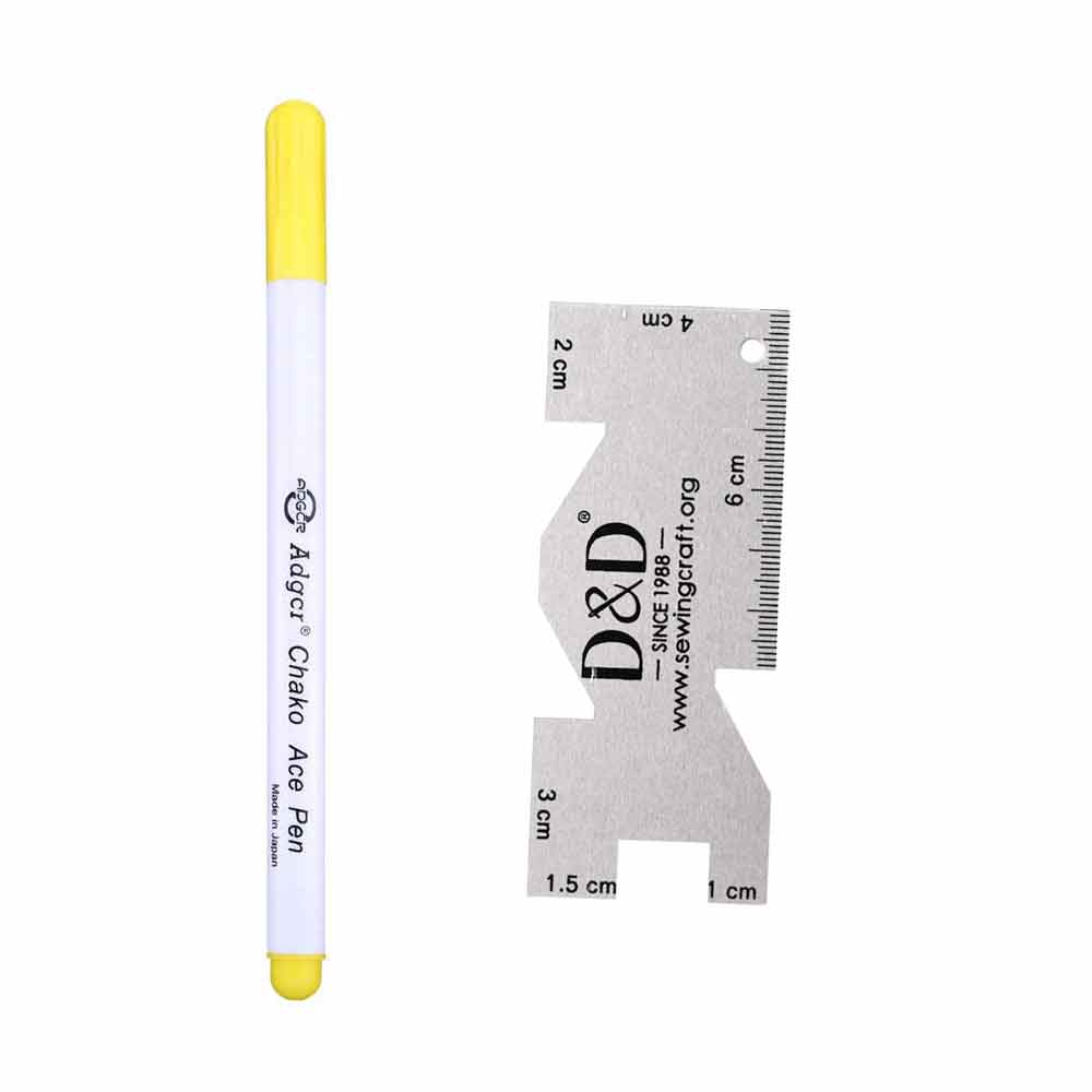 Disappearing Erasable Ink Fabric Marker Pen Water Erasable Pen&Sewing Measuring Gauge for Quilting Dressmaking Sewing Tool: Yellow and Gauge
