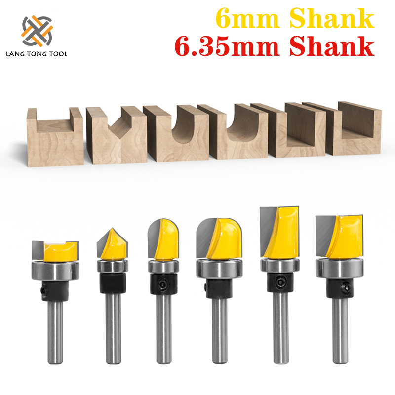 Milling Cutter Pattern Bit Flush Trim Bit Straight Bit with Bearing Hinge Mortising Router Bit Wood Trimmer Cutter LT097