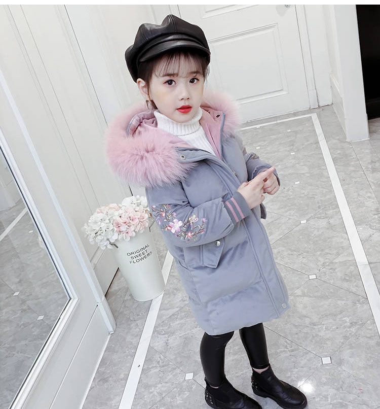 Winter Tieners Meisjes Bovenkleding Jas Kinderen Dikke Kleding Kids Hooded Donsjack Kinderen Student Lange Katoenen Jas