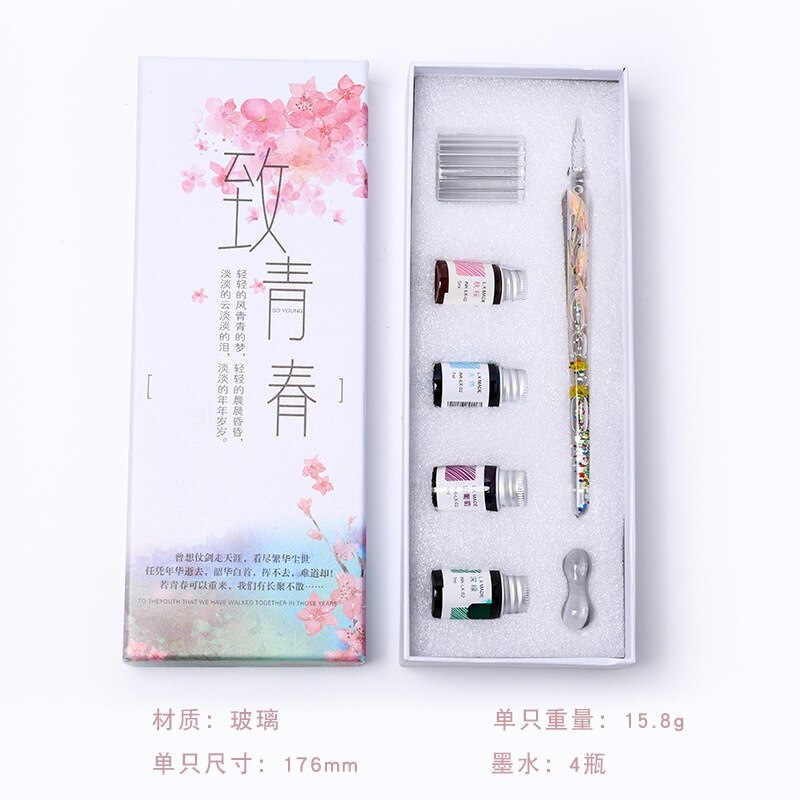 3/7Stck Glas Kuli-einstellen Neue Unterschrift Bleistift Mit Tinte tauchen Bleistift Glas Stifte Schule Kunst Liefert Schreiben zeichnung Schreibwaren: A7 1