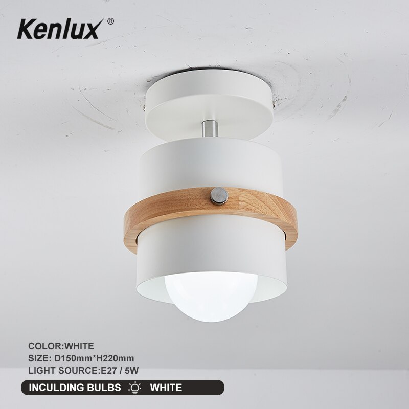 Led Houten Wandlamp 5W Led Opbouw Plafondlamp Nordic Spot Licht Voor Indoor Foyer, woonkamer Slaapkamer Plafondlamp: White-White