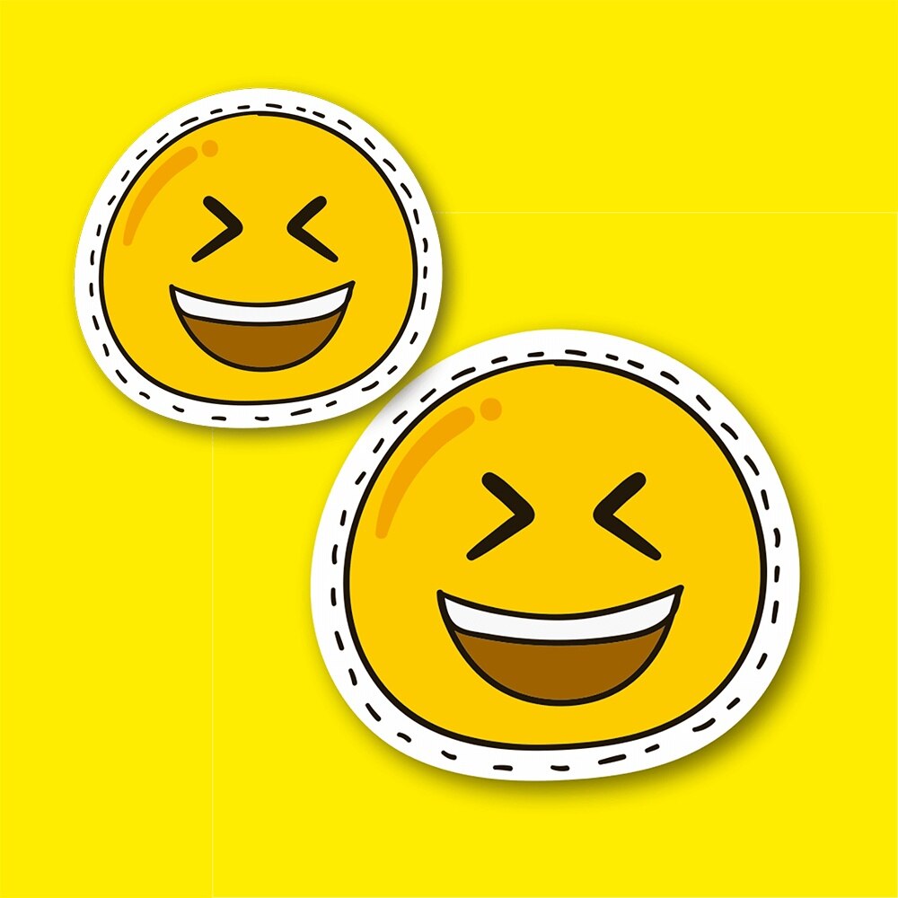 Lachen Krise Emoji Laptop und Telefon Aufkleber-Aufkleber 5cm und 3cm 2'li einstellen