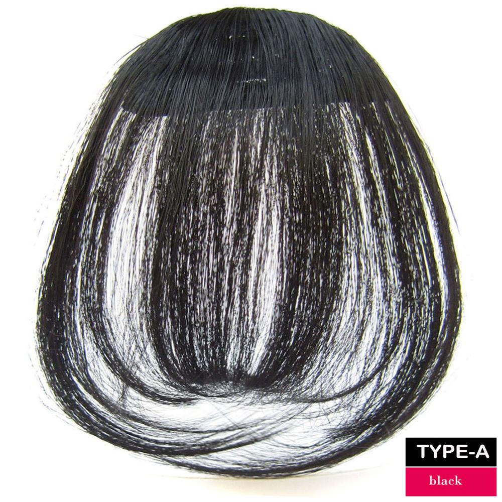 Damskie słodkie grzywki klipsy robić przedłużania włosów naturalne i niewidoczne syntetyczne treski: A-czarny