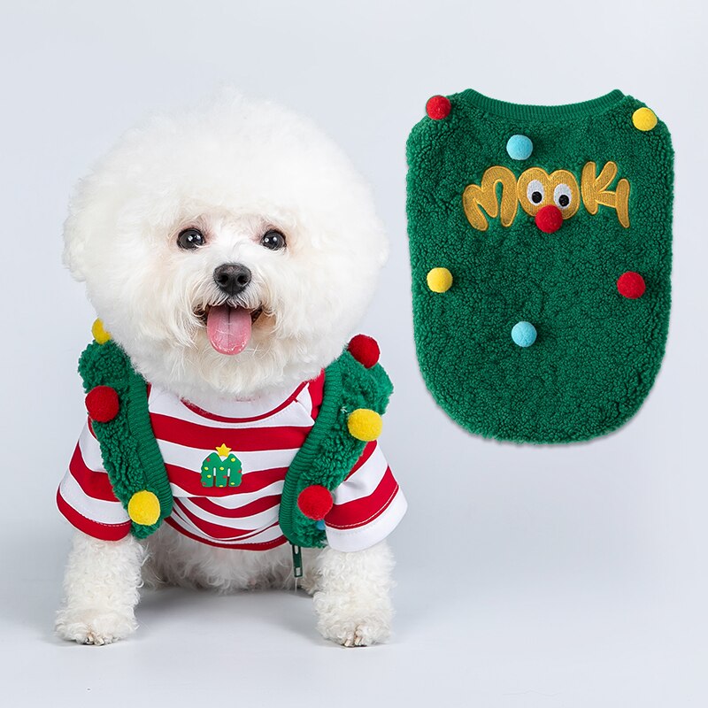 Vêtements de noël pour animaux de compagnie, gilet boule d&#39;agneau, thème de noël, pour chien et chat
