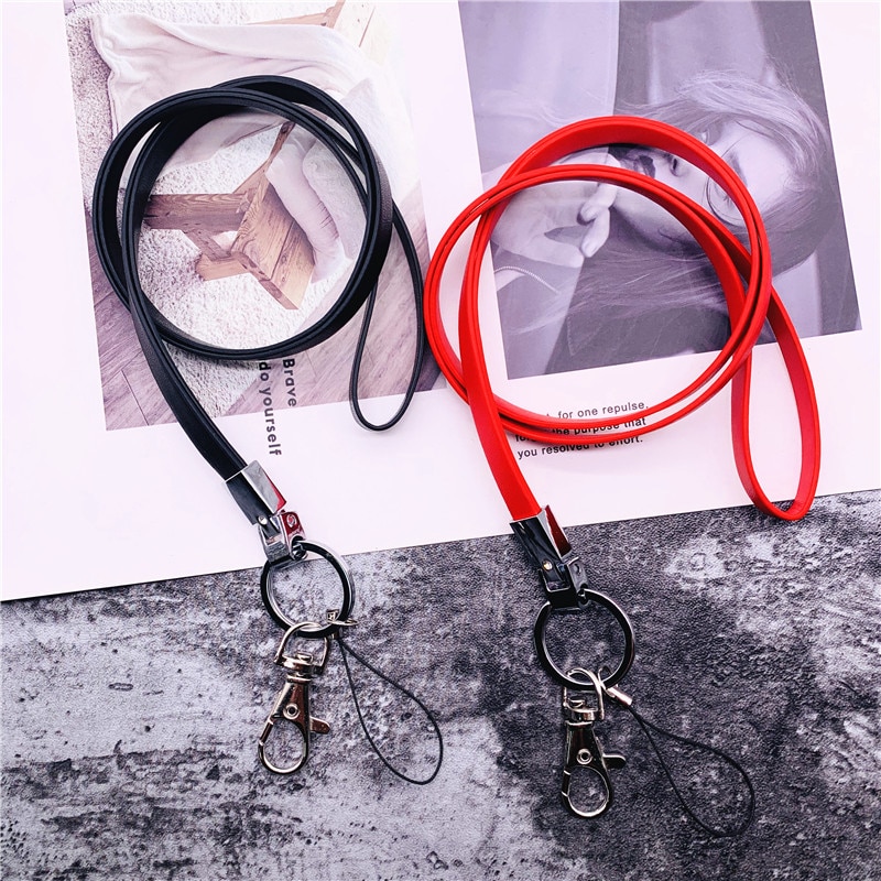 Mobile Phone Accessories For Mobile Phones Spare Parts Phone PU Lanyard Neck Strap Keychain Lanyard For Keys Key Chain Strap