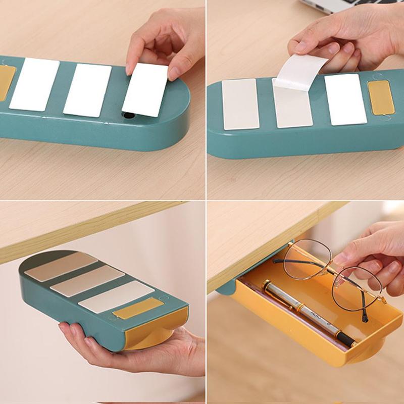 1PC Drawer Storage Box Paste Style Office Stationery Kitchen Makeup Organizer Desk Storage Drawer Under Self-adhesive F6Q9