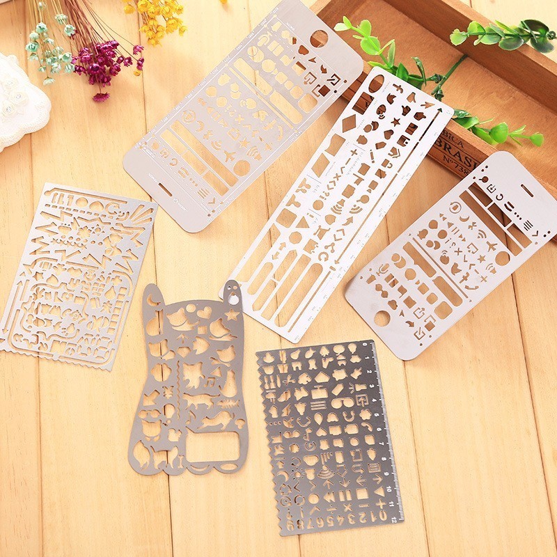 Cute Phone Hollow Metal Ruler Craft Dies Graffiti Drawing Template Ruler Scrapbooking Dies Metal Spellbinders