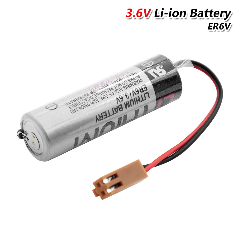 3.6V 2000mah ER6V PLC Battery Lithium Li Ion Battery With Brown Plugs Connectors For Toshiba CNC Machine Replacement Battery